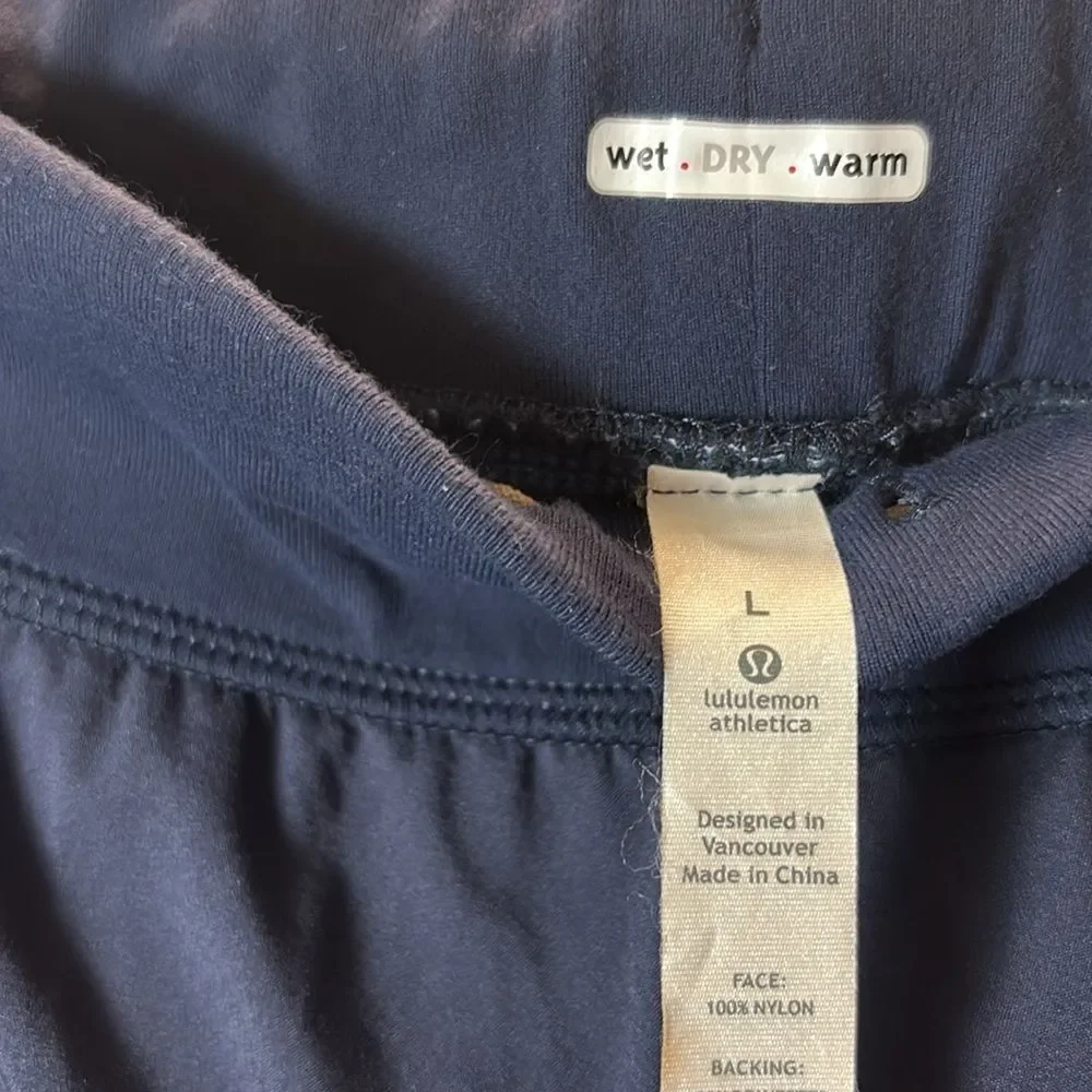 Lululemon Navy Wide Leg Comfortable Pants Zippered Vent Track Pants Size Large